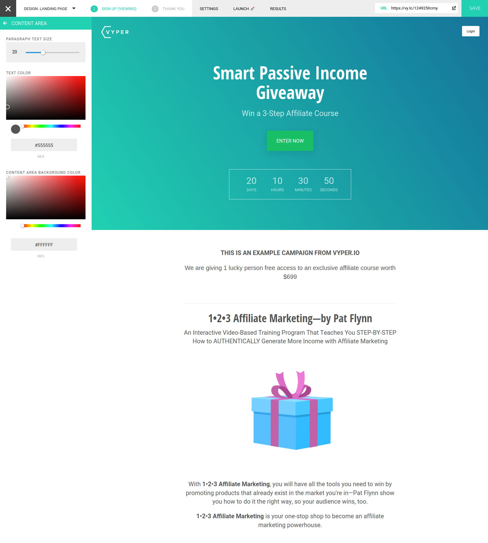 VYPER giveaway editor