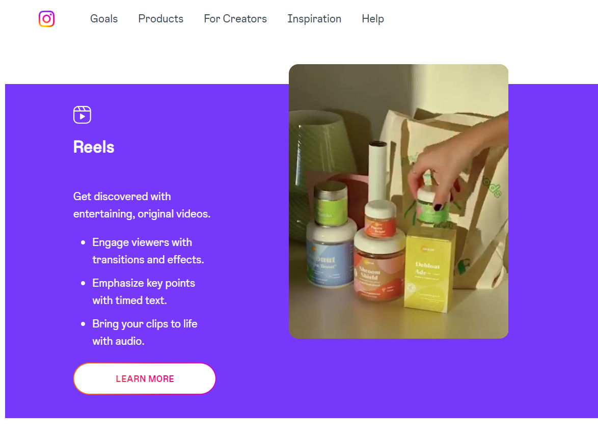 Instagram Reels Homepage
